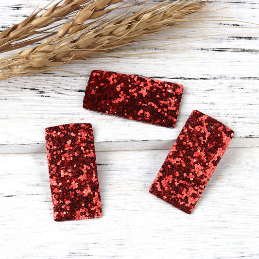 P313 - 10 pcs. Red Faux Leather Dangle Charms Pendants - Rectangle - 41mm (1.6") - Great for Light Earrings, Necklaces or Dangles