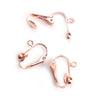 E812 - 10 pcs. Rose Gold Earring Clips Settings Lever Back with Loop - 15mm x 13.5mm - Great for Non-pierced Unpierced Ears
