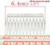 10 pcs. - Silver Tone Wire Hair Combs - 39mm x 64mm (1.54" x 2.52")