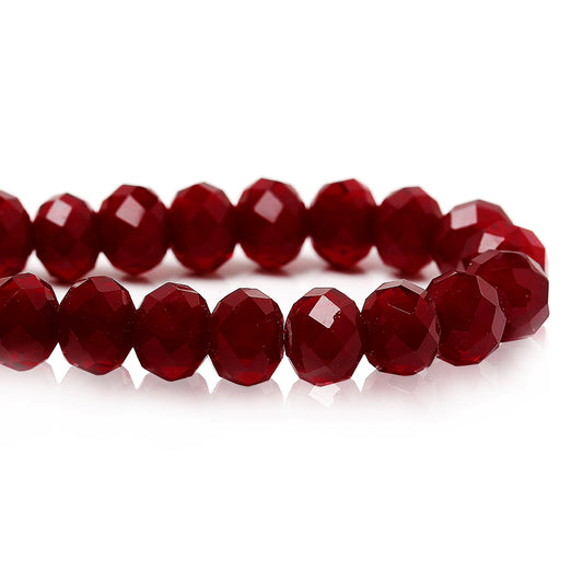 BD136 - 20 pcs. Dark Red Crystal Glass Faceted Rondelle Beads - 8mm - Hole Size: 0.9mm
