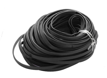N099 - 5M (16.4 FT) - Black FLAT Real Cowhide Leather Jewelry Cord - 5mm Wide - SOLID