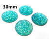 CA358 - 4 pcs Druzy Resin Embellishment Cabochons Aqua Blue Multicolor - 30mm (1.18 inch) - Dome Style