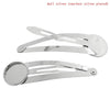 H023 - 10 pcs. - Silver Tone Hair Banana Clips Cabochons Bezels - 60mm x 18mm - (2.36" x 0.71") - 16mm Glue Pad