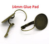 E044 - 10 pcs. Antique Bronze Earring Clips Settings Lever Back Bezels Cabochons - 14mm Glue Pad Setting
