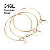 W005 - 10 pcs. 316L Surgical Stainless Steel Gold Plated Wine Charm / Earwire Hoop Rings - 25mm - 20 Gauge (0.8mm Thick) - Hypoallergenic!
