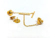 TC041A - 10 Sets - Gold Tone Tie Tacks (Spring Loaded Clutch and Chain) - 20mm Bar - 50mm Chain - 11mm Clutch