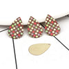 P966 - 10 pcs Gold Plated Multicolor Teardrop Metal Enamel Dangle Charms Pendants - 28mm x 18mm - 1.1" - Dots - Sparkledust - For Earrings