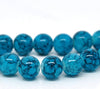 BD373 - 1 Strand - Blue and Black Mottled Glass Round Beads - 10mm - 31.5 inch strand