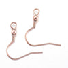 E543 - 50 pcs 304 Stainless Steel Rose Gold Earring Hooks with Spring and Ball - 20mm x 19mm - Hole: 2mm - 0.8mm Pin - Light Rose Gold Tone