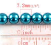 BD126 - 8mm Peacock Blue Glass Pearl Imitation Round Beads - 30 inch strand