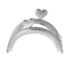 U013 - 3 pcs. Silver Tone Metal Purse Handbag Curved Frame - Kiss Clasp - Heart Clasp - Arch - 7.5cm x 5.8cm (3" x 2 1/4")