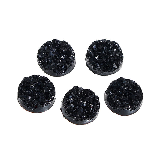CA233 - 10 pcs. Druzy Resin Embellishment Cabochons Black - 10mm
