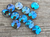 BD953 - 20 pcs Glass Rondelle Faceted Round Flat Beads - 14mm - Light Blue - Iridescent Multicolor - Hole Size: 1.4mm
