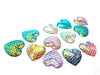 CA568A - 5 pcs Assortment of Iridescent Mermaid Fish Scales Resin Carved Embellishment Cabochons - 25mm (1") - Heart