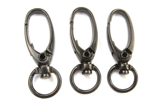CL122B - LARGE - 7 pcs. Black Plated Lobster Swivel Clasps for Key Ring - 41 x 14mm - Claw Clasps
