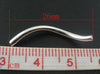 BD424 - 100 pcs. Silver Plated Noodle Tube Long Thin Smooth Twisted Curved Beads - 26mm x 2mm (1") - Hole Size: 1.5mm