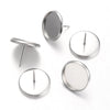 E163 - 10 pcs. Stainless Steel Earring Posts Studs Settings Bezels Cabochons Tacks - 16mm Glue Pad Setting - Tarnish Resistant!
