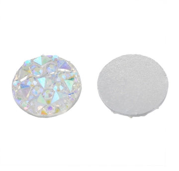 CA116 - 10 pcs Druzy Resin Embellishment Cabochons Clear - 10mm - Glimmer Style - Multicolor