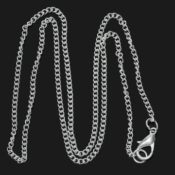 N067 - 12 pcs. Silver Plated Curb Chain Link Necklaces 17 3/4" - (3x2mm) - Lobster Claw Clasp