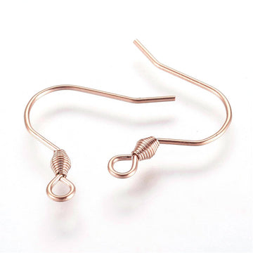 E544 - 20 pcs 304 Stainless Steel Earring Hooks with Spring - Rose Gold - 18mm x 17mm - Hypoallergenic! Tarnish Resistant!