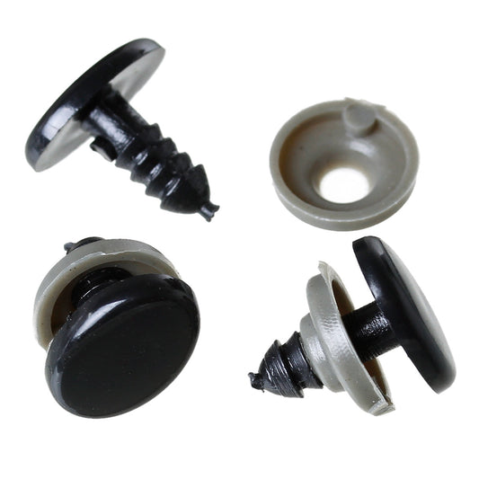 DO011 - 6 sets (12 pieces) Black Safety Eyes and Backs for Doll and Toy Making - 10mm - Oval - 14x10mm - 14mm