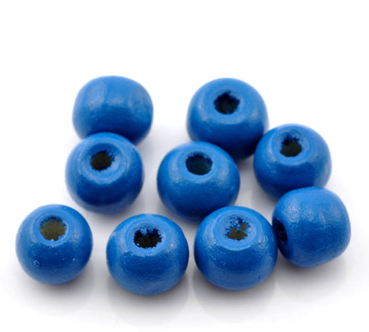 BD315 - 200 pcs Dark Blue Wooden Wood Round Spacer Beads - 10x9mm - 10mm x 9mm