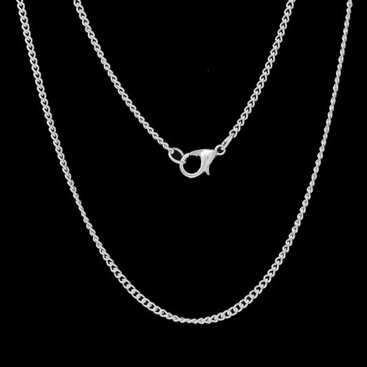 N067 - 12 pcs. Silver Plated Curb Chain Link Necklaces 17 3/4" - (3x2mm) - Lobster Claw Clasp