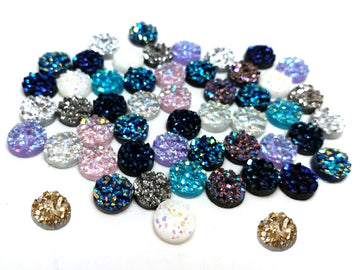 CA807 - 100 pcs Druzy Resin Embellishment Cabochons Assortment - 10mm