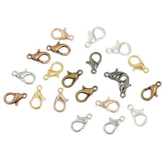 CL107 - 140 pcs. Assortment of Lobster Clasps - 12mm X 6mm - 7 Colors! - Claw Clasps! (1/2 inch)