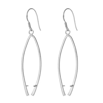 E300 - 2 pcs (1 pair) 925 Sterling Silver Earring Wishbone Hooks - 56x14mm (2.2x0.55") - LONG - HIGH QUALITY! Over 2 inches long!