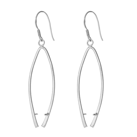 E300 - 2 pcs (1 pair) 925 Sterling Silver Earring Wishbone Hooks - 56x14mm (2.2x0.55") - LONG - HIGH QUALITY! Over 2 inches long!