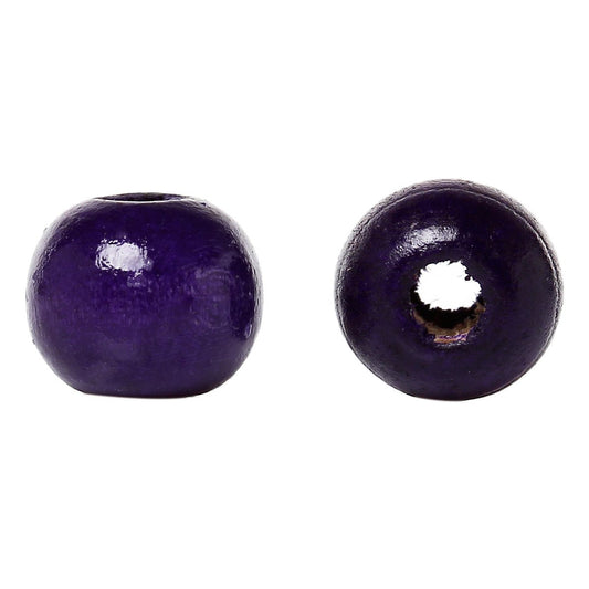 BD316 - 200 pcs Purple Violet Wooden Wood Round Spacer Beads - 10x9mm