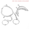 U025 - 5 pcs. Silver Tone Metal Purse Handbag Curved Frame - Kiss Clasp - Ball Clasp - Arch - 5.2cm x 4.2cm (2" x 1 5/8") - with Key Ring and Chain