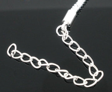 N135 - 100 pcs. - Silver Plated Extender Extension Chain Links Tails - 2 inch each - 50mm