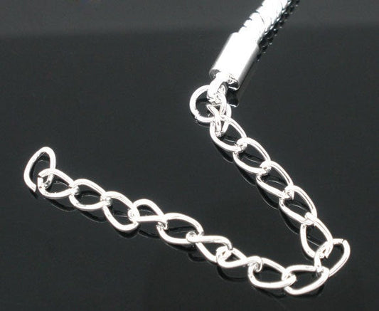 N135 - 100 pcs. - Silver Plated Extender Extension Chain Links Tails - 2 inch each - 50mm