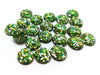 CA235 - 10 pcs Druzy Resin Embellishment Cabochons - 12mm - Glitter Style - Green, Gold and Silver