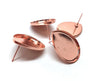 E483 - 10 pcs. Rose Gold Plated Earring Tacks Posts Studs Settings Bezels Cabochons - Teardrop - 25mm x 18mm Glue Pad Setting