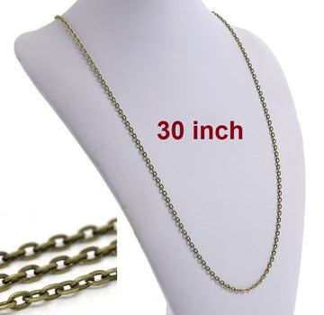 N068 - 12 pcs. Antique Bronze Textured Chain Link Necklaces 30" - (4.5 x 3mm Links) - Lobster Clasps - Claw Clasps