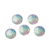 CA484 - 10 pcs Mermaid Fish Scales Resin Carved Embellishment Cabochons White Multicolor - 20mm (3/4 in)