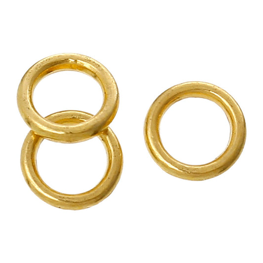 J107 - 100 pcs Gold Plated Soldered Closed Jump Rings - 6mm - 18 Gauge (1.2mm Thick)