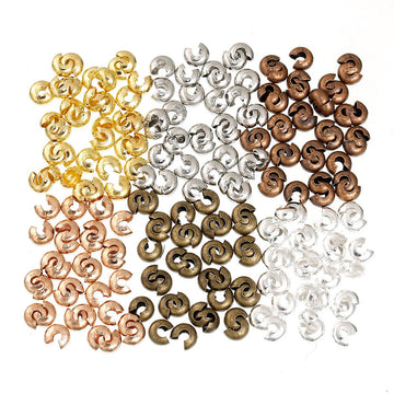 CR021 - 300 pcs Assortment of Crimp Beads Smooth Ball Spacer Bead Covers - 5mm Open, 4mm Closed - 6 Colors!