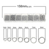 J180 - Box with Assortment of 1500pcs Silver Tone Open Jump Rings- 3mm to 8mm