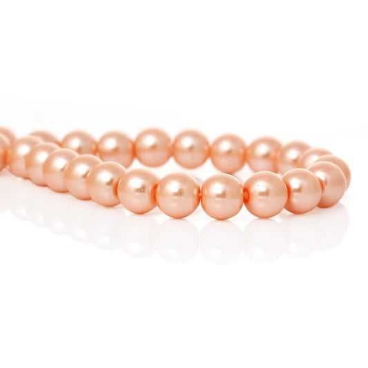 BD128 - 8mm Melon Glass Pearl Imitation Round Beads - 32 inch strand