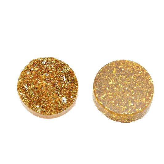 CA176B - 100 pcs Druzy Resin Embellishment Cabochons Sparkly Gold AB - 12mm