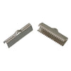 CR054 - 100 pcs. Silver Tone Textured Ribbon Crimp End Caps - 16mm x 8mm