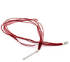 N036 - 15 pcs. Dark Red Organza Ribbon Waxen Cord Necklaces with Lobster Clasp - 17 inch (43 cm) - Claw Clasps