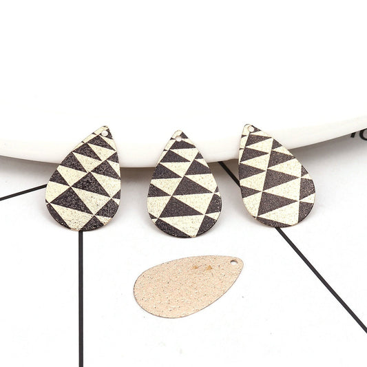 P967 - 10 pcs Gold Plated Multicolor Teardrop Metal Enamel Dangle Charms Pendants - 28mm x 18mm - 1.1" - Spike - Sparkledust - For Earrings