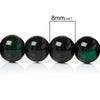 BD426 - 105 pcs Black and Green Pearl Swirl Glass Round Loose Beads - 8mm - Hole Size: 1.5mm - 32" Strand