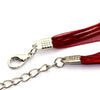 N036 - 15 pcs. Dark Red Organza Ribbon Waxen Cord Necklaces with Lobster Clasp - 17 inch (43 cm) - Claw Clasps