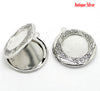 P968 - 10pcs. Antique Silver Carved Flower Ornamented Pendant Picture Photo Locket Box Charm Pendants- 36 X 32mm-Fits 20mm Settings &amp; 24mm Settings